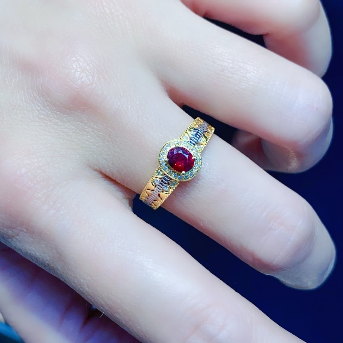 14k Gold 0.4 Ct Natural Ruby & Diamond Ring - 3