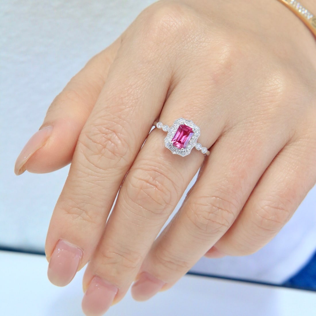 14k Gold 1.23 Ctw Natural Spinel & Diamond Ring - 4