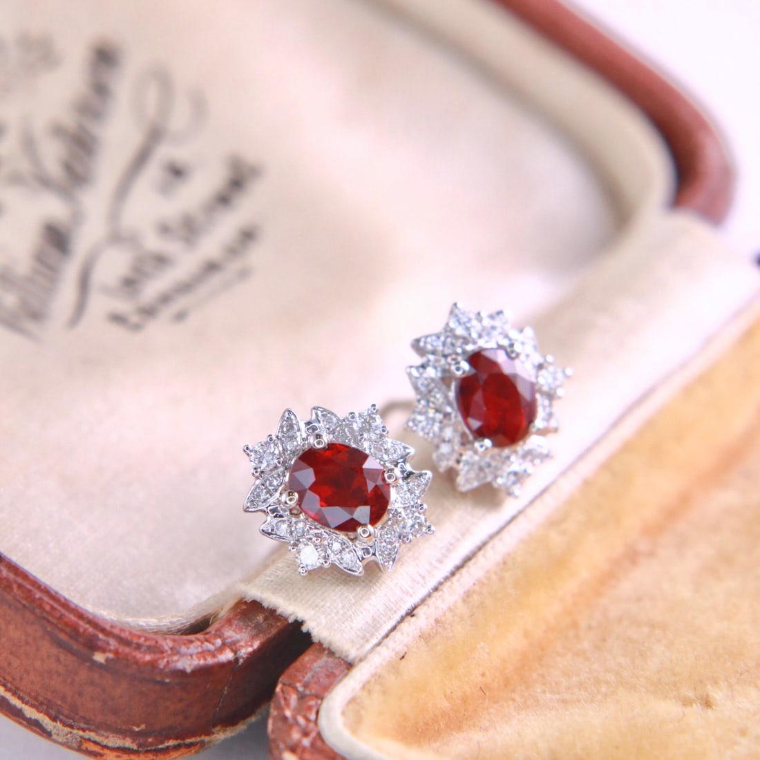 14k Gold 1.09 Ctw Vivid Red Natural Ruby & Diamond Earrings - 3