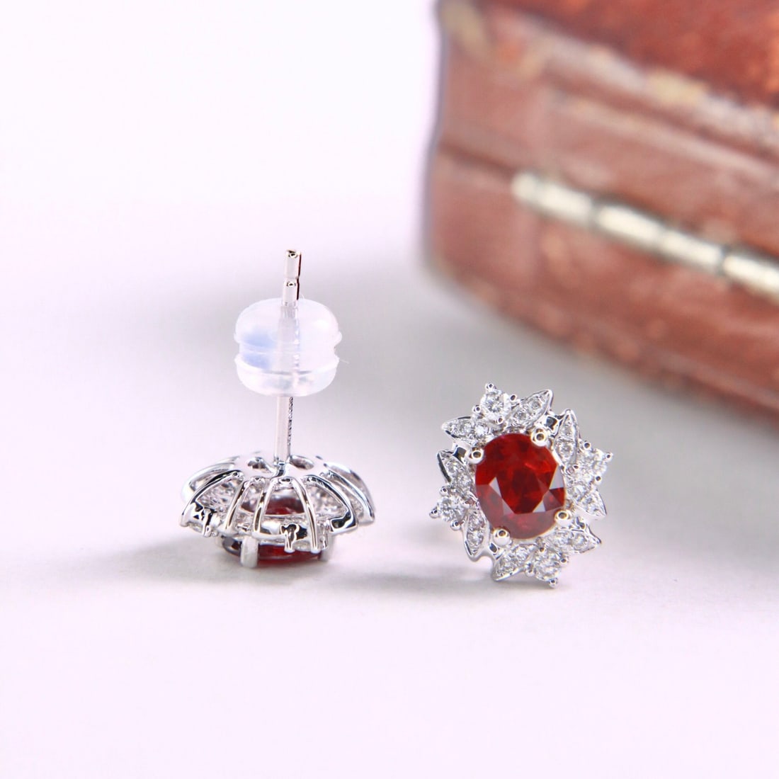 14k Gold 1.09 Ctw Vivid Red Natural Ruby & Diamond Earrings - 4