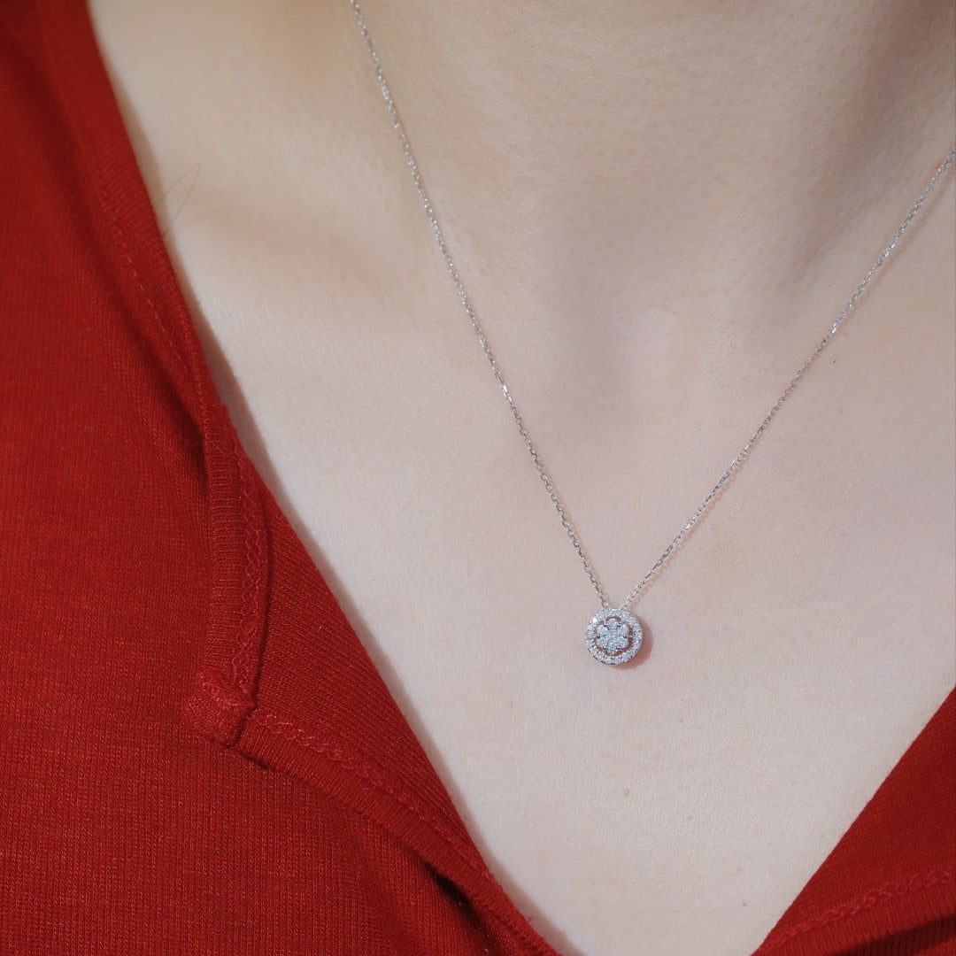 14k Gold 0.30 Ct Natural H Diamond Necklace - 3