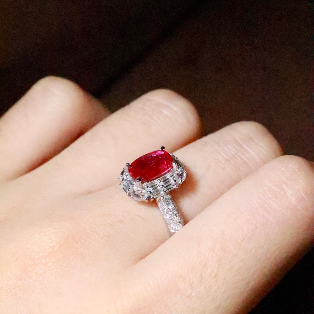 14k Gold 1.71 Ctw Natural Ruby & Diamond Ring: Ref:231154210 // gold content:14k gold // ring size:7. 25us // // main gemstone:ruby // shape:cushion // carat weight:1. 25ct // color:red // treatment:natural // // adjacent gemstone 2 : diamond //