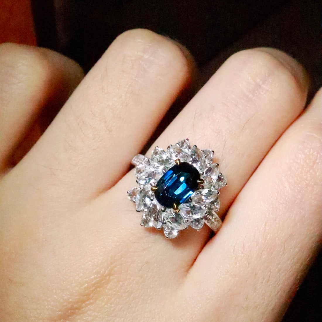 14k Gold 1.47 Ctw Natural Sapphire & Diamond Ring - 3