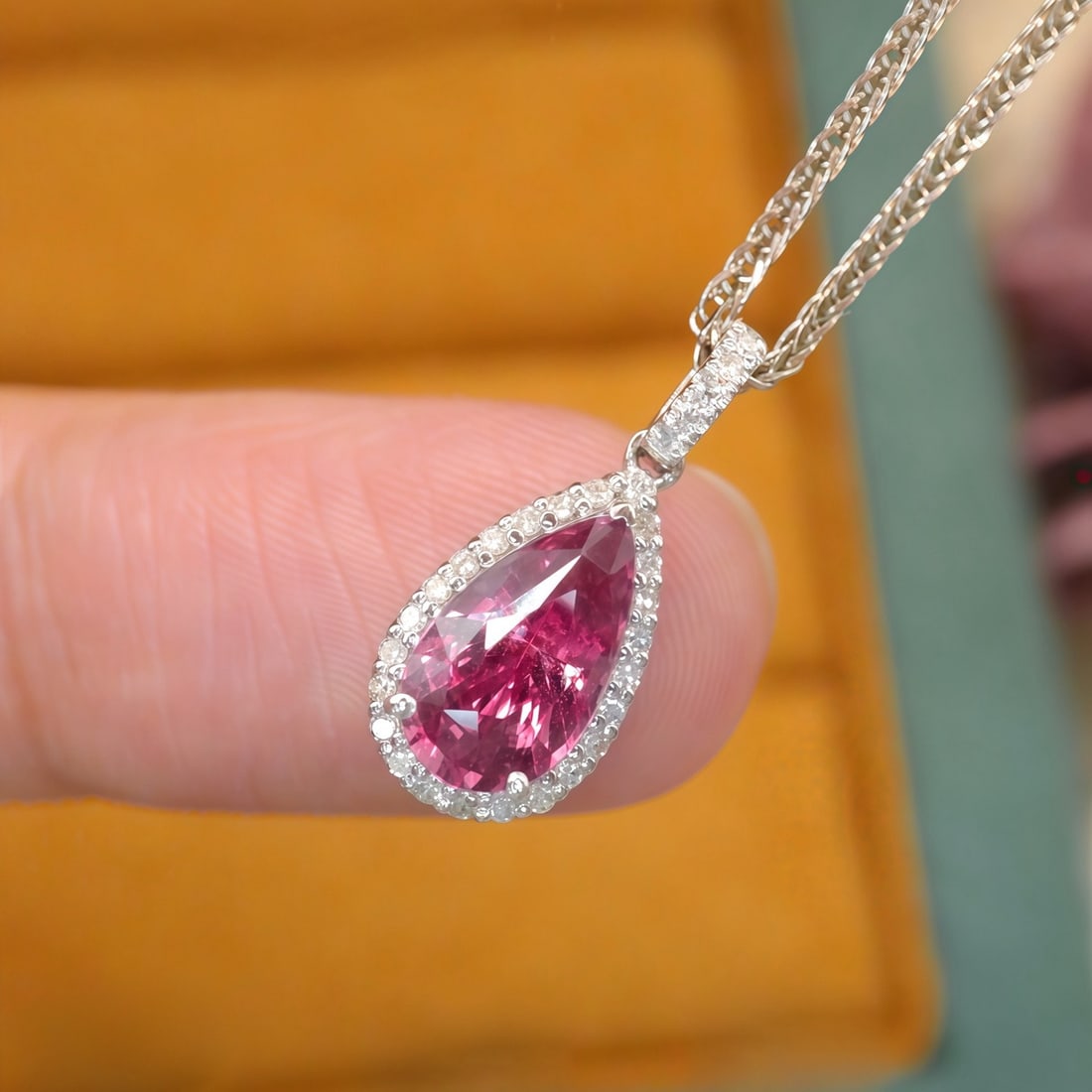 14k Gold 1.78 Ctw Natural Sapphire & Diamond Pendant( Without Chain ) - 2