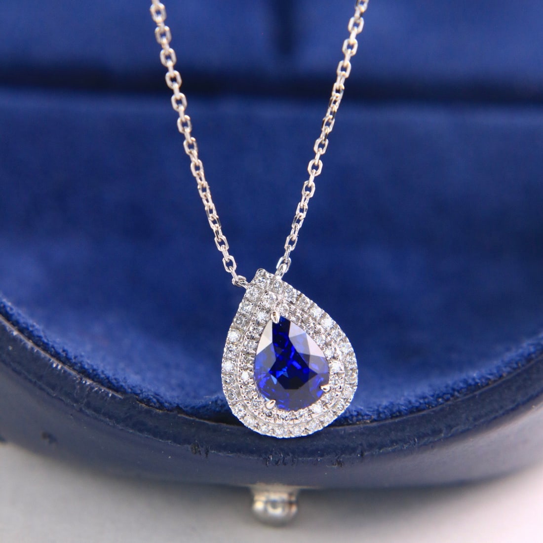 14k Gold 1.05 Ctw Natural Sapphire & Diamond Necklace - 2