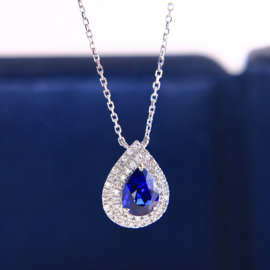 14k Gold 1.05 Ctw Natural Sapphire & Diamond Necklace - 3