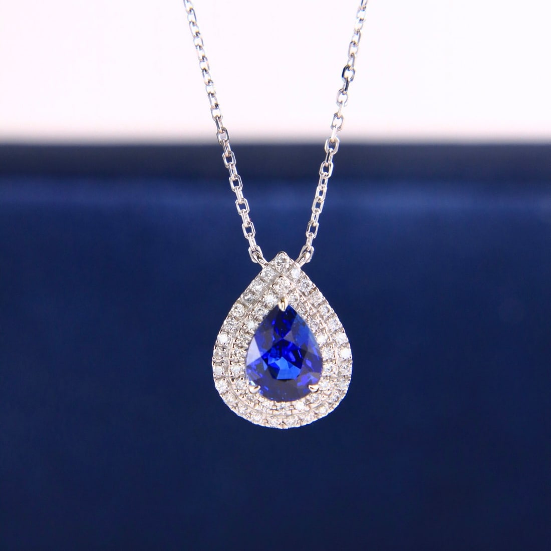 14k Gold 1.05 Ctw Natural Sapphire & Diamond Necklace - 4