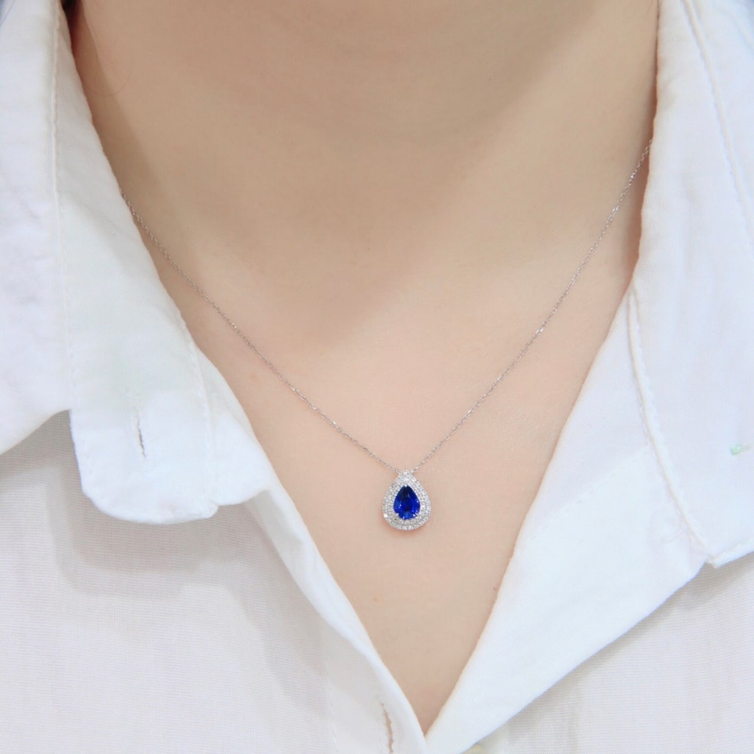 14k Gold 1.05 Ctw Natural Sapphire & Diamond Necklace - 8