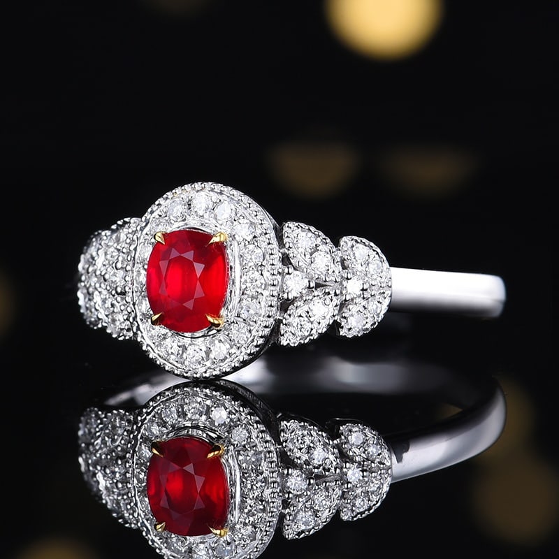 14k Gold 0.55 Ctw Natural Ruby & Diamond Ring - 3
