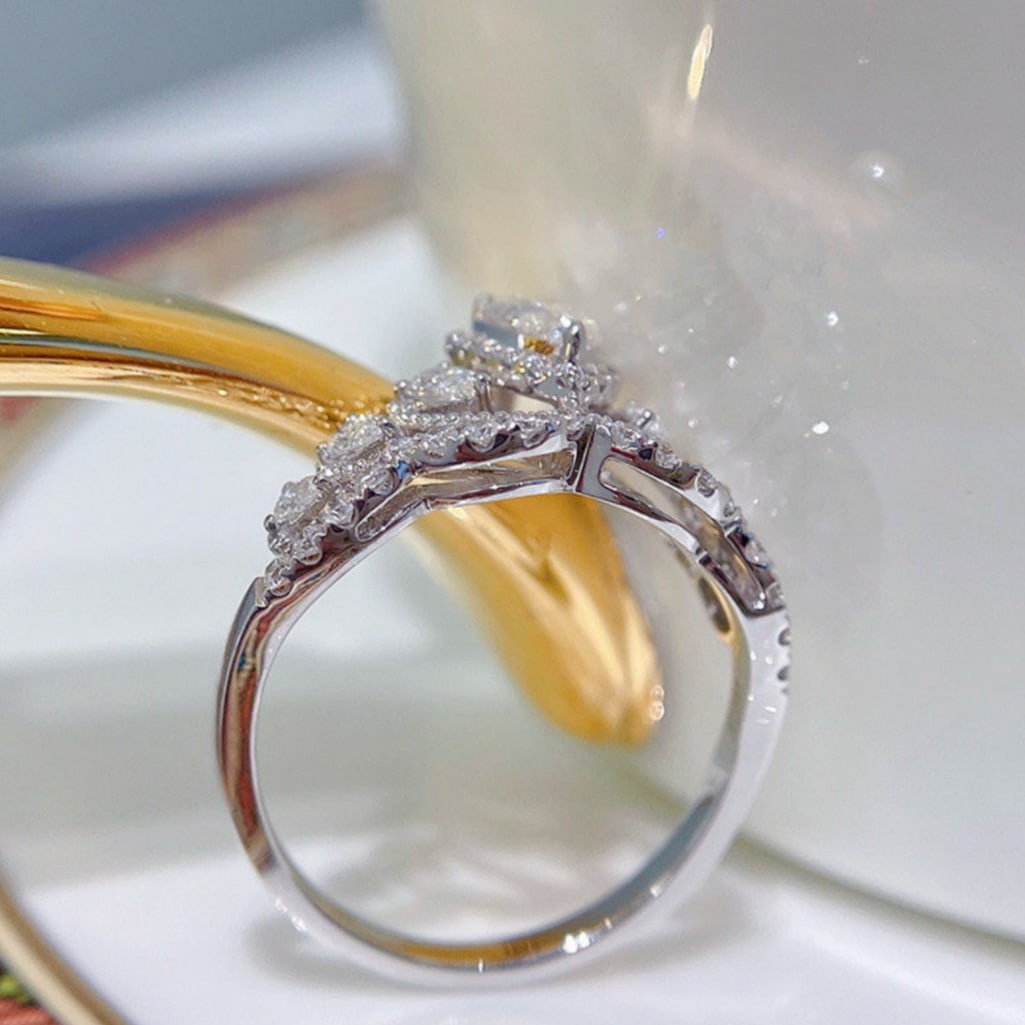 Gia Certified 14k Gold 0.52 Ct Natural F Si2 Pear Diamond Ring - 4