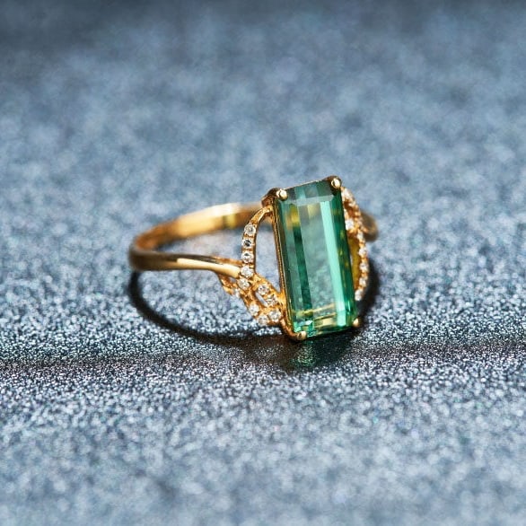 14k Gold 2.35 Ct Natural Tourmaline & Diamond Ring - 2