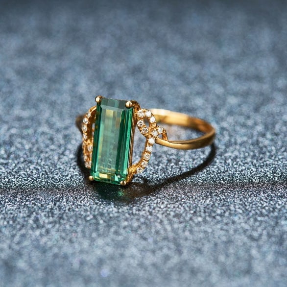 14k Gold 2.35 Ct Natural Tourmaline & Diamond Ring - 3