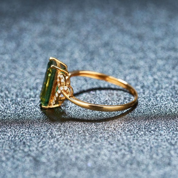 14k Gold 2.35 Ct Natural Tourmaline & Diamond Ring - 4