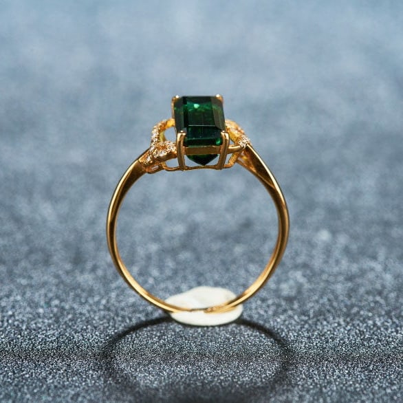 14k Gold 2.35 Ct Natural Tourmaline & Diamond Ring - 6