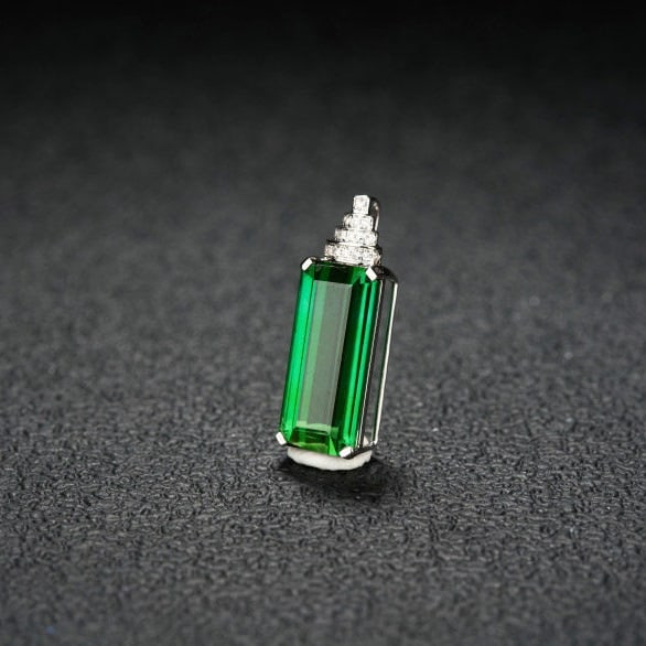 14k Gold 4.52 Ct Natural Tourmaline & Diamond Pendant( Without Chain ) - 2