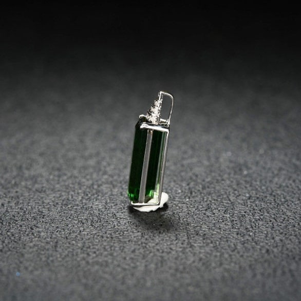 14k Gold 4.52 Ct Natural Tourmaline & Diamond Pendant( Without Chain ) - 3