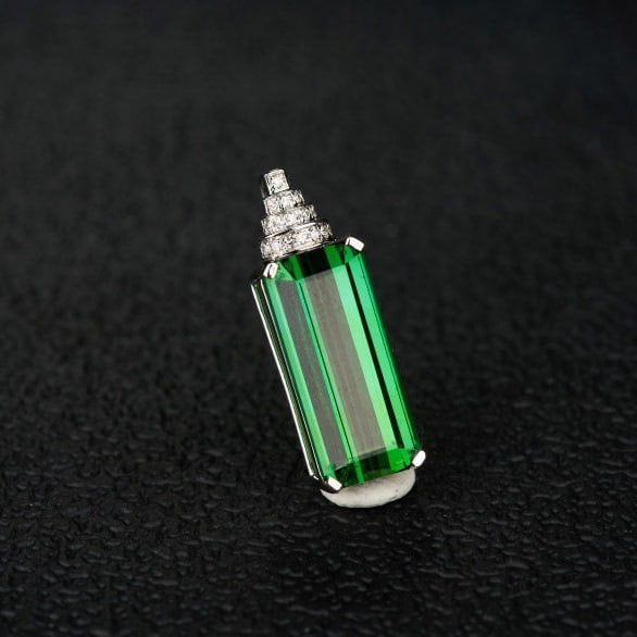 14k Gold 4.52 Ct Natural Tourmaline & Diamond Pendant( Without Chain ) - 5