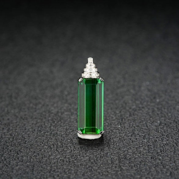 14k Gold 4.52 Ct Natural Tourmaline & Diamond Pendant( Without Chain ) - 7