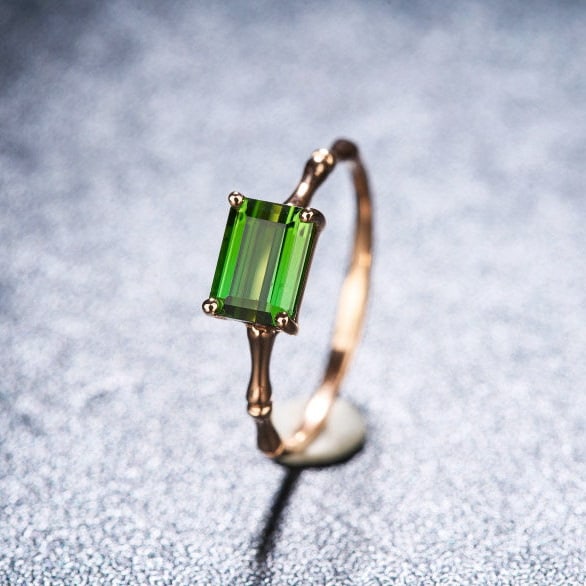14k Gold 1.25 Ct Natural Tourmaline & Diamond Ring - 3