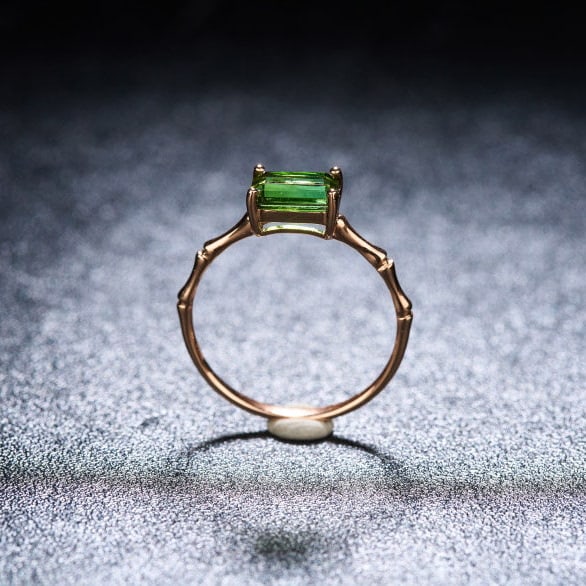 14k Gold 1.25 Ct Natural Tourmaline & Diamond Ring - 7