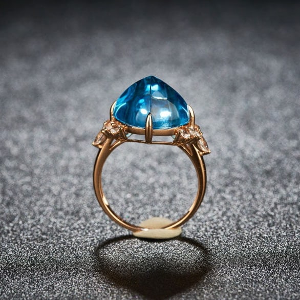 14k Gold 10.29 Ctw Natural Topaz & Sapphire Ring - 6