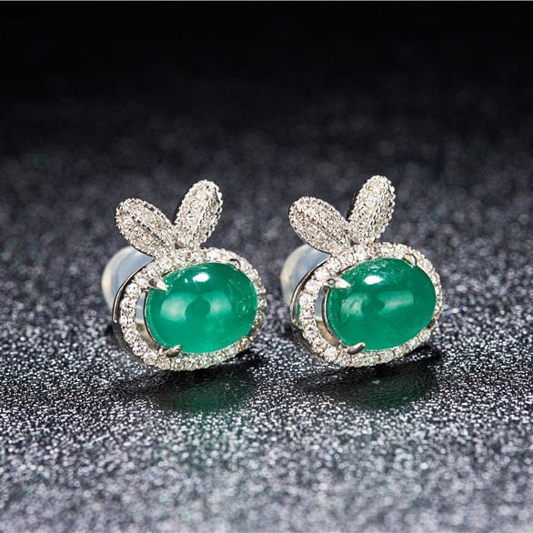 14k Gold 3.83 Ctw Natural Emerald & Diamond Earrings - 2