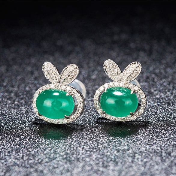14k Gold 3.83 Ctw Natural Emerald & Diamond Earrings - 3