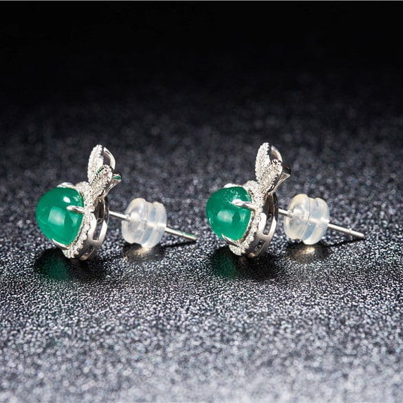 14k Gold 3.83 Ctw Natural Emerald & Diamond Earrings - 4