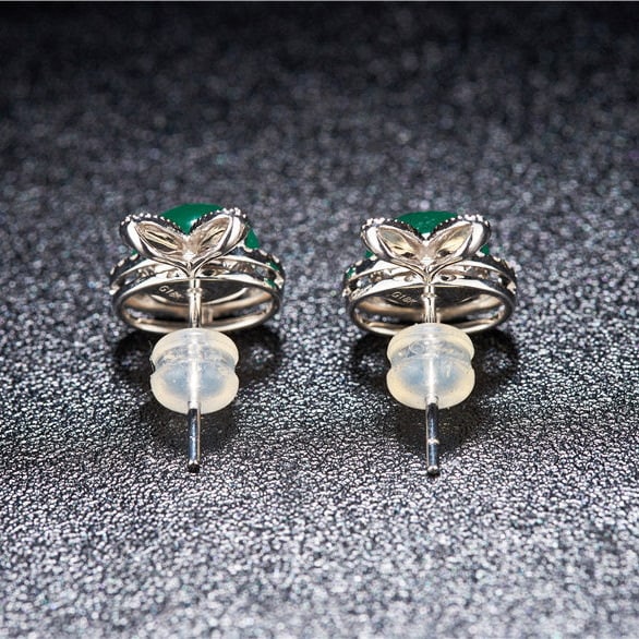 14k Gold 3.83 Ctw Natural Emerald & Diamond Earrings - 5