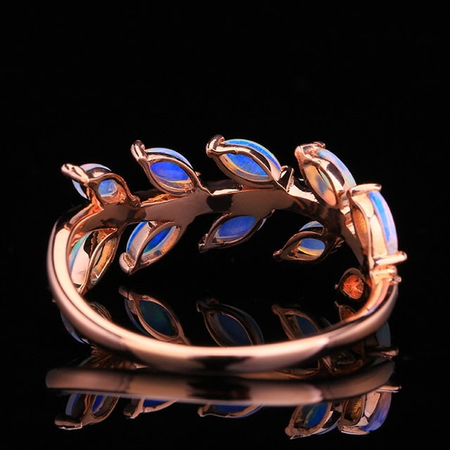 14k Gold 0.52 Ctw Natural Opal & Diamond Ring - 4