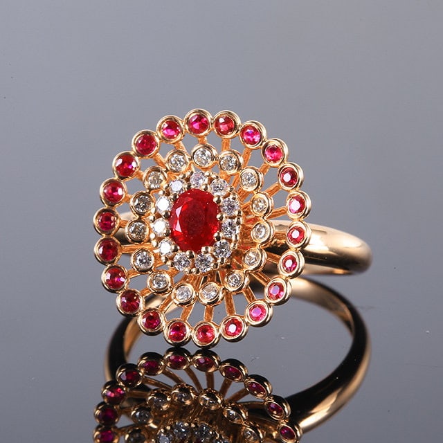 14k Gold 0.80 Ctw Natural Ruby & Ruby Ring - 3