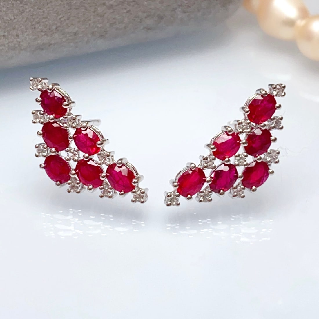 14k Gold 2.80 Ct Natural Ruby & Sapphire Earrings - 3