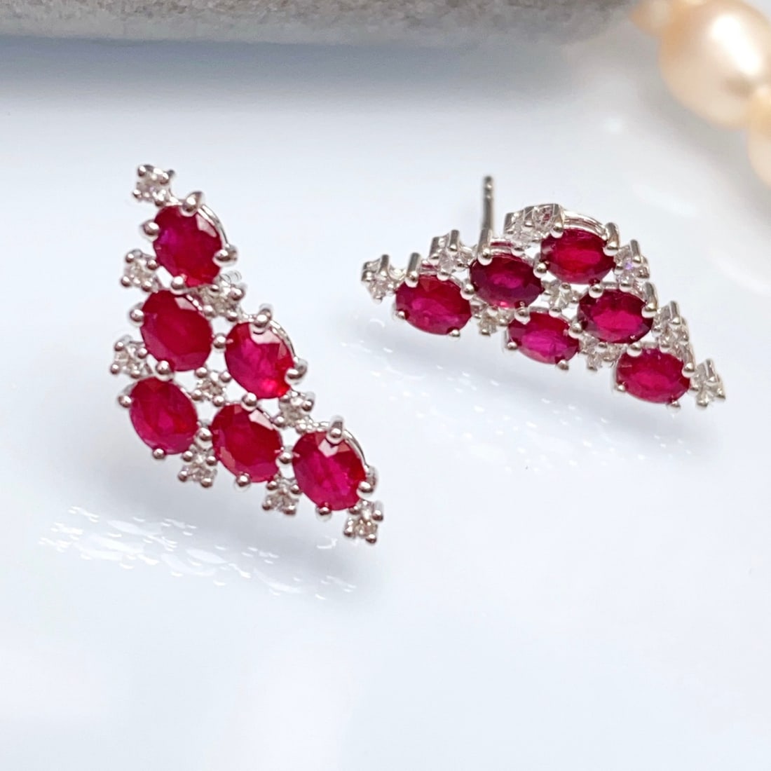 14k Gold 2.80 Ct Natural Ruby & Sapphire Earrings - 4