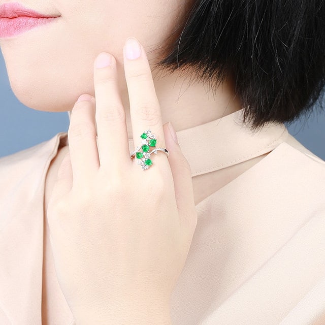 14k Gold 1.53 Ctw Natural Emerald & Diamond Ring - 5