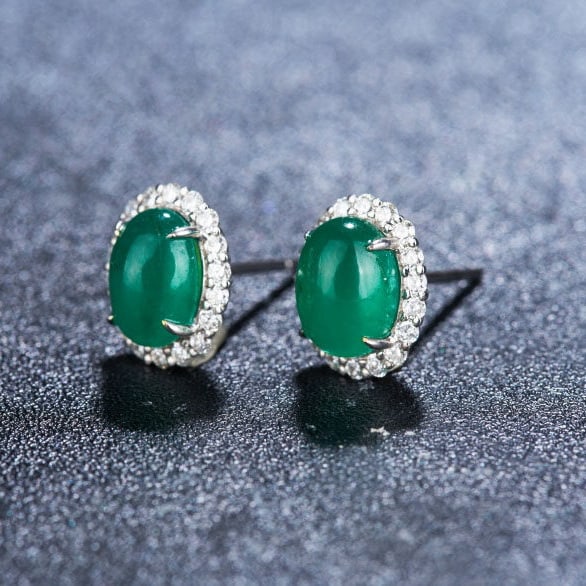 14k Gold 3.65 Ctw Natural Emerald & Diamond Earrings - 3