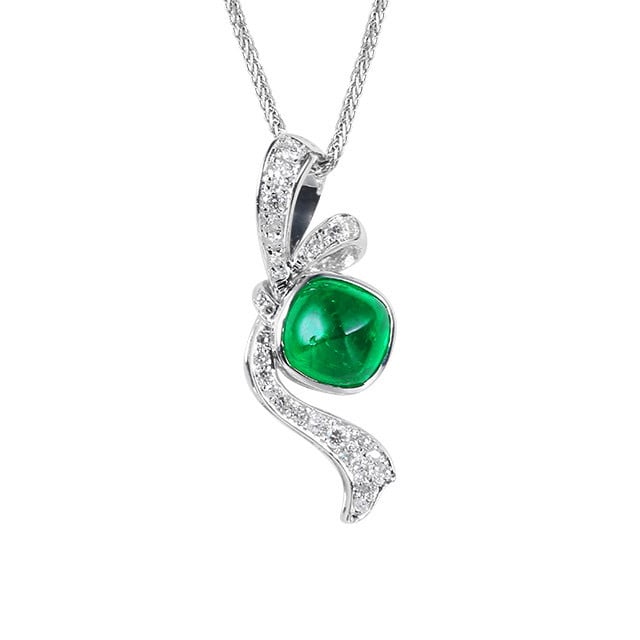 14k Gold 1.33 Ctw Natural Emerald & Diamond Pendant( Without Chain ) - 5