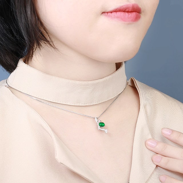 14k Gold 1.33 Ctw Natural Emerald & Diamond Pendant( Without Chain ) - 6