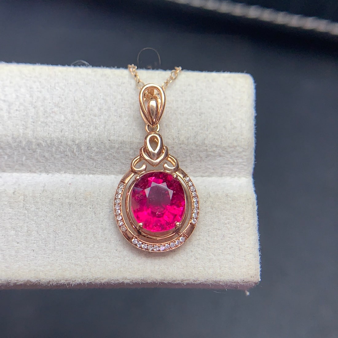 14k Gold 2.2 Ct Natural Tourmaline & Diamond Pendant( Without Chain ) - 3