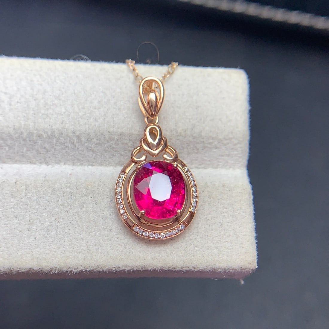 14k Gold 2.2 Ct Natural Tourmaline & Diamond Pendant( Without Chain ) - 4