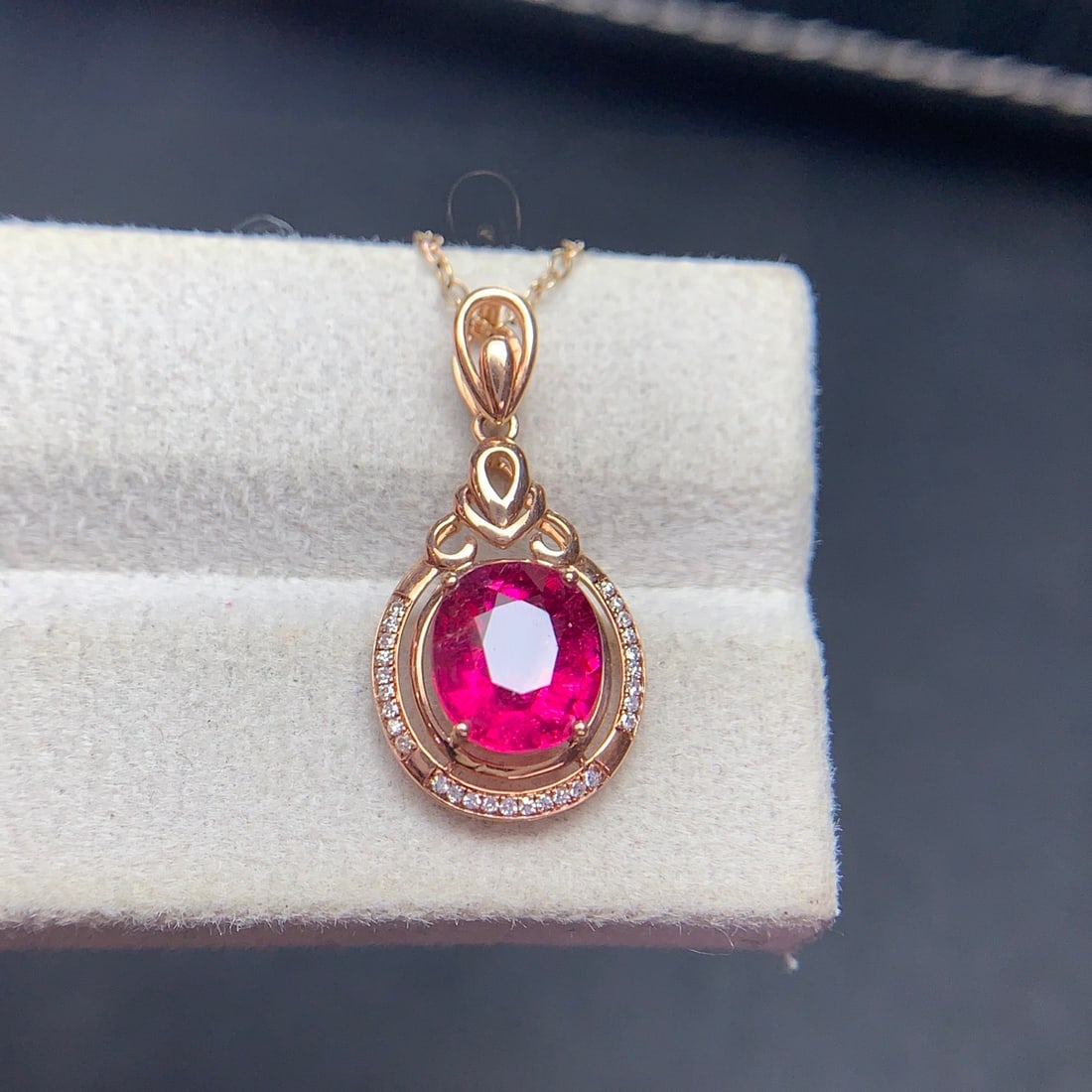14k Gold 2.2 Ct Natural Tourmaline & Diamond Pendant( Without Chain ) - 5