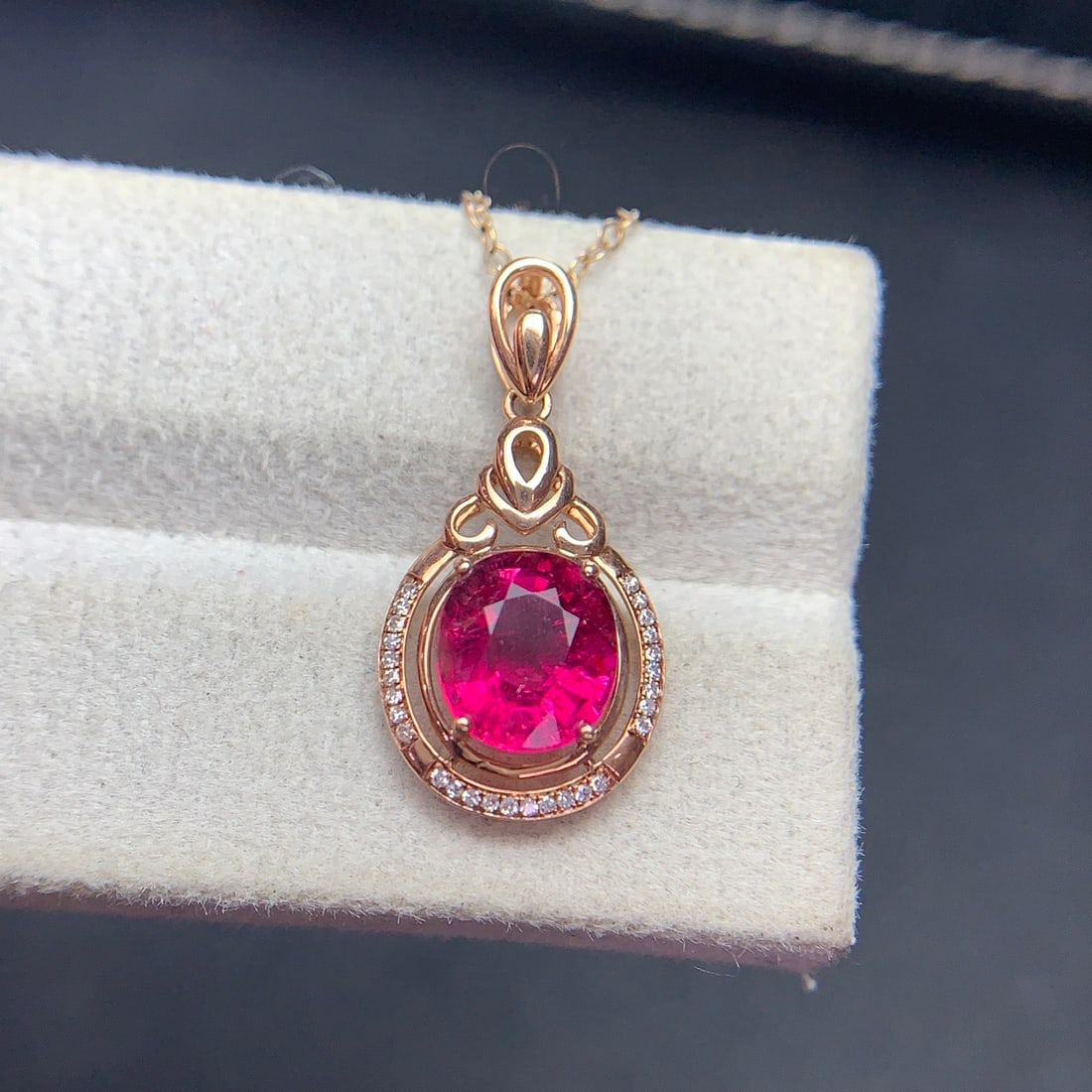 14k Gold 2.2 Ct Natural Tourmaline & Diamond Pendant( Without Chain ) - 6