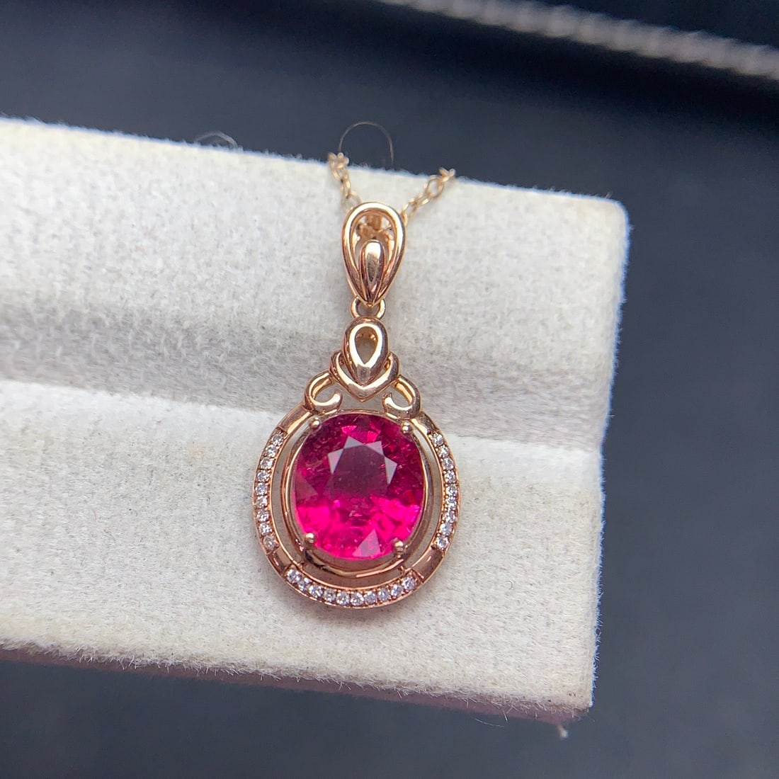 14k Gold 2.2 Ct Natural Tourmaline & Diamond Pendant( Without Chain ) - 7