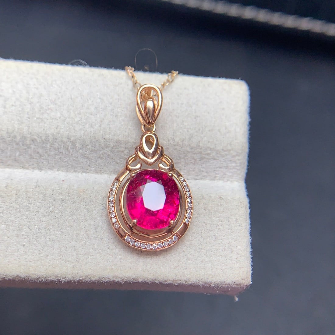 14k Gold 2.2 Ct Natural Tourmaline & Diamond Pendant( Without Chain ) - 8