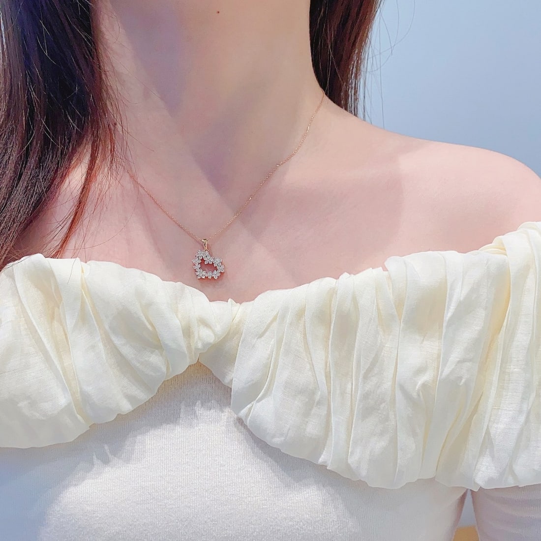 14k Gold 0.76 Ct Natural H Diamond Necklace - 4