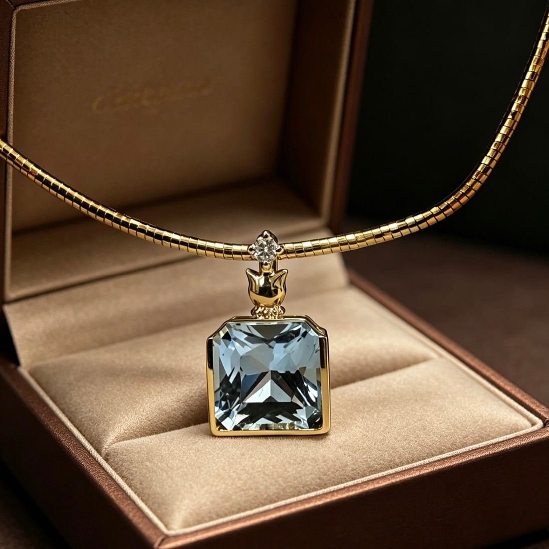 14k Gold 3.41 Ct Natural Aquamarine & Diamond Pendant( Without Chain ): Ref:231154282 // gold content:14k gold // main gemstone:aquamarine // shape:octagonal // carat weight:3. 41ct // color:blue // treatment:natural // // adjacent gemstone 2 : diamond // shape:round //