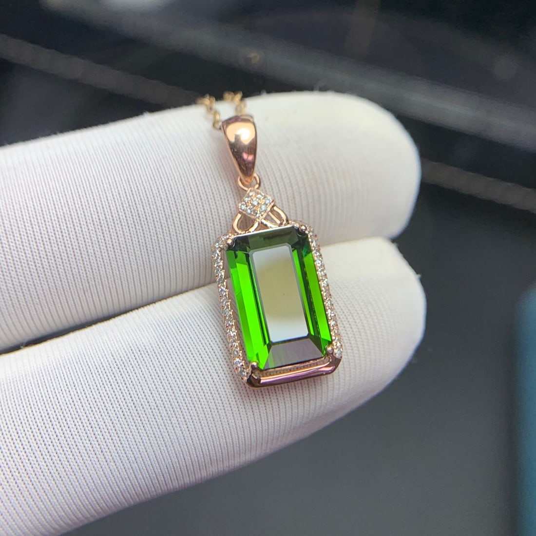 14k Gold 3.1 Ct Natural Tourmaline & Diamond Pendant( Without Chain ) - 4
