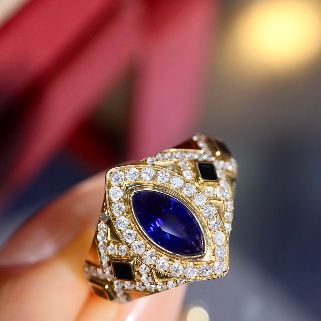 14k Gold 1.37 Ctw Natural Sapphire & Diamond Ring - 3