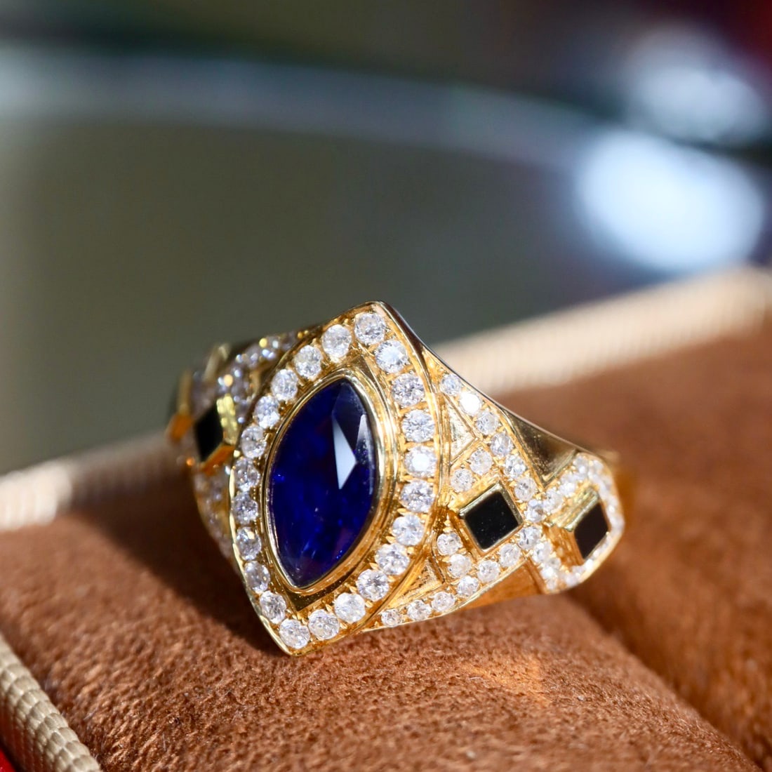 14k Gold 1.37 Ctw Natural Sapphire & Diamond Ring - 7