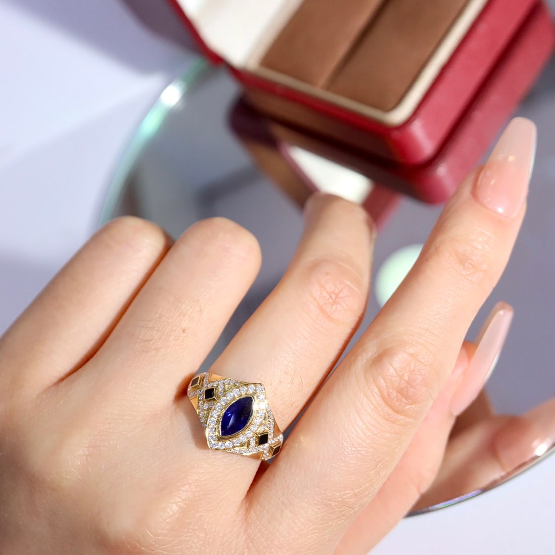 14k Gold 1.37 Ctw Natural Sapphire & Diamond Ring - 8