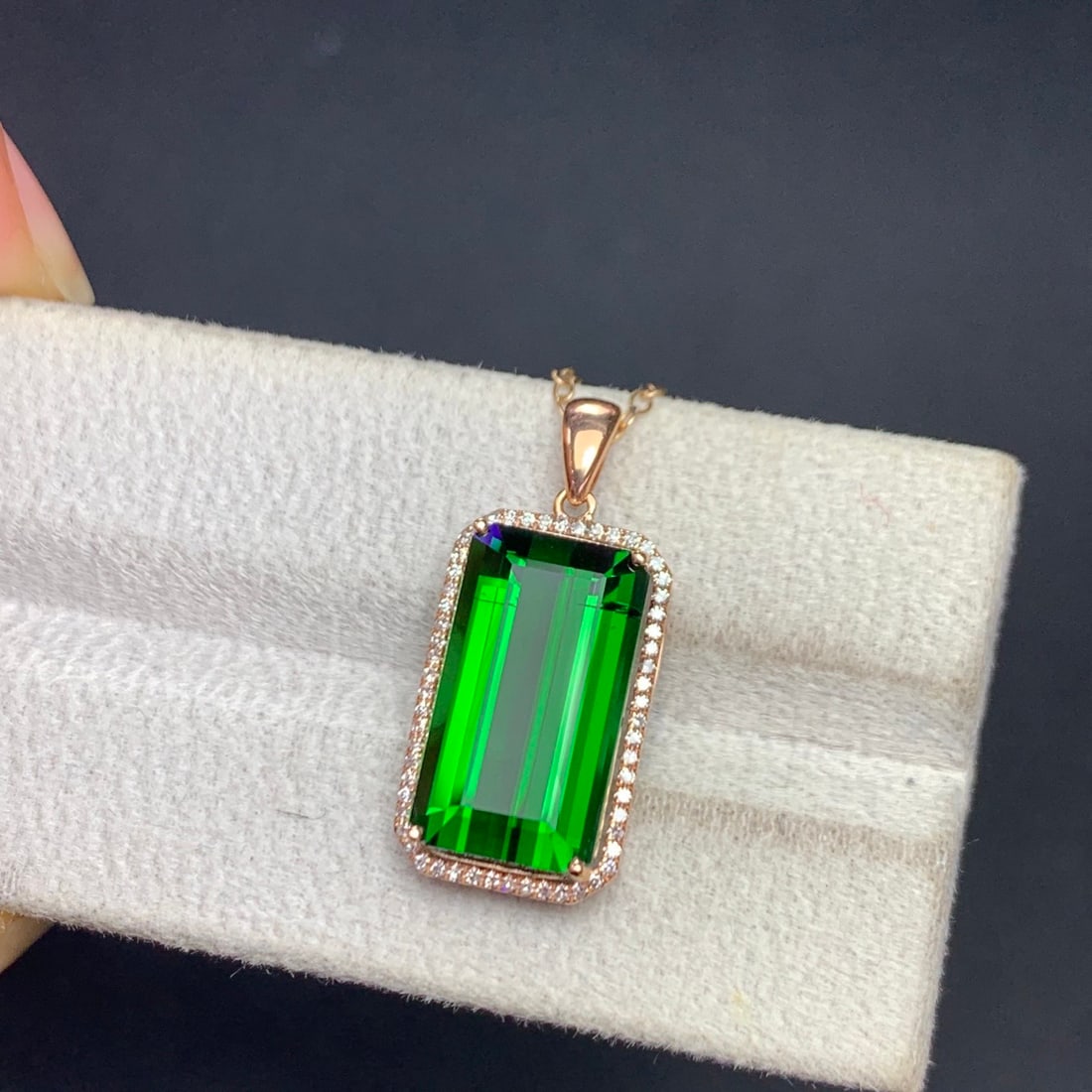 14k Gold 8.6 Ct Natural Tourmaline & Diamond Pendant( Without Chain ) - 9